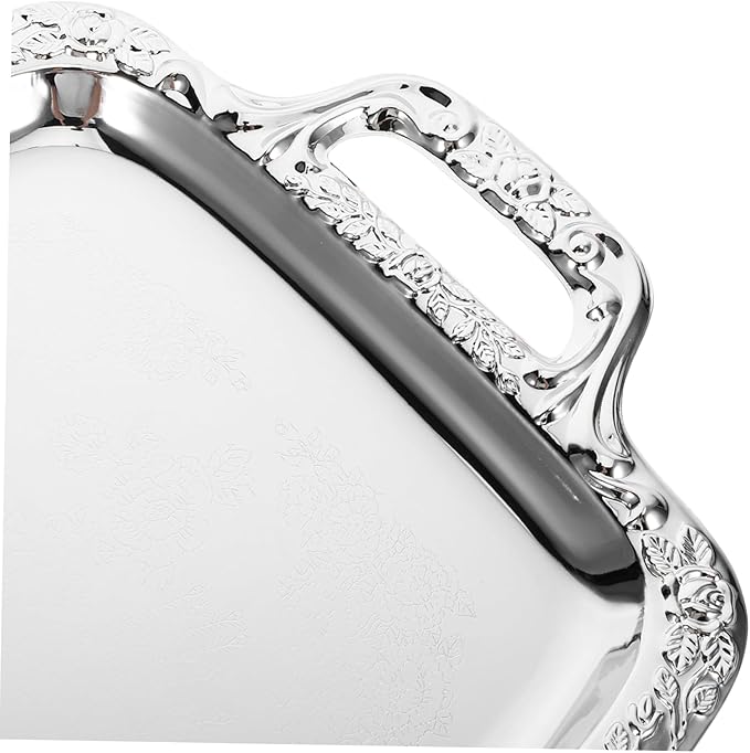 Healifty Elegant Stainless Steel Serving Tray Smooth Design for Fruits Snacks and Appetizers for Parties Family Gatherings and Special Occasions