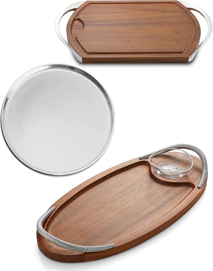 nambe Classic Round Tray | 13 Inch Serving Platter for Beverages, Bar, and Liquor | Coffee Table Centerpiece Tray | Made with Nambe Alloy | Designed by Neil Cohen