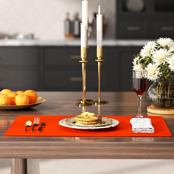 Silicone Counter Mat 40x60cm 2 Pack - High-Temp Resistant, Non-Slip Waterproof Pad for Kitchen Countertops, Sink & Stove (Orange)
