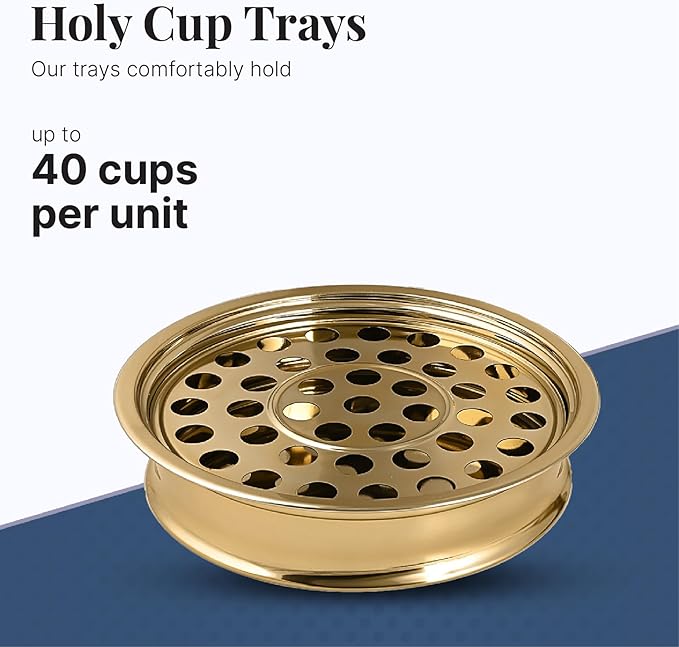 Communion Ware | Communion Tray | Holy Stackable Cup Tray for Churches | Communions Supplies | Portable Communions Trays with 40 Holes Disk | Stainless Steel - Shiny Gold Finish