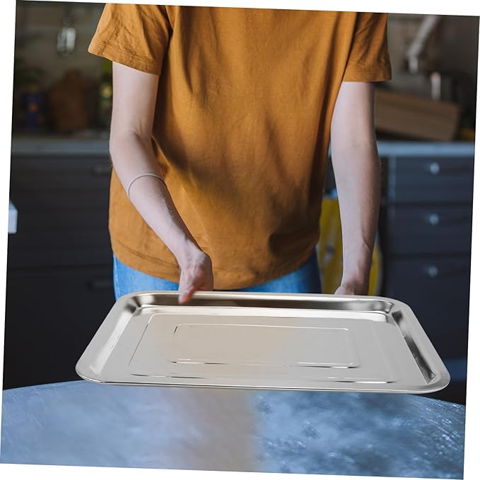 PRETYZOOM 4pcs Stainless Steel Food Arranging Dish Silver Trays for Serving Easy to Clean for Parties