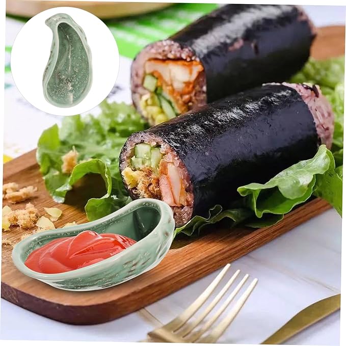PRETYZOOM Oyster Shell Sushi Trays Ceramic Food Serving Plate Decorative Dinner Plates