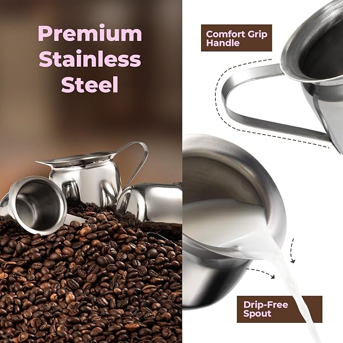 Fit Meal Prep [12 Pack] 5 oz Creamer Pitcher - Stainless Steel Bell Creamers, Mini Cup Container for Serving Milk, Coffee Cream, Salad Dressing, Maple Syrup, Espresso Machine for Restaurant, Cafes