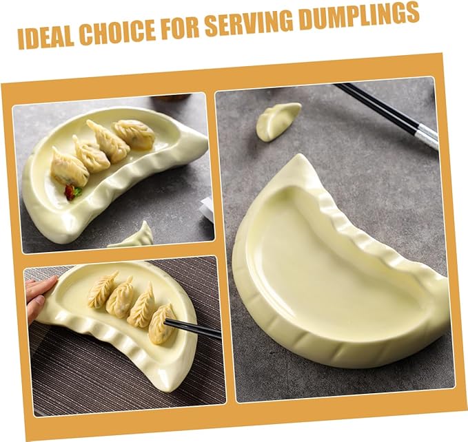 Unique Shape Dumpling Plate Ceramic Dinnerware Snack Plates for Style Table Setting