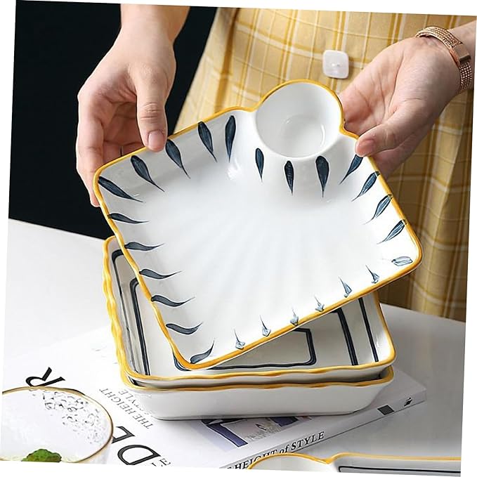 1pc Ceramic Dipping Saucer Plate for Food Service Japanese Style Meal Dish for Snacks Appetizers and Dips for Parties and Gatherings