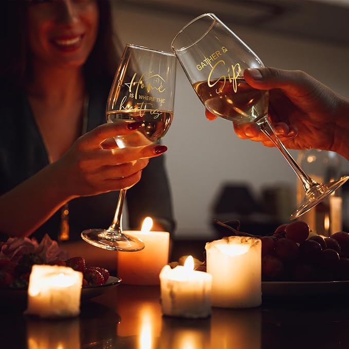 AW BRIDAL House Warming Gifts New Home Wine Glasses Set of 2, New Apartment Gift Basket for Couple, Cool Housewarming Party Decorations Ideas, 2026 Closing Gifts for Home Buyers and Homeowner
