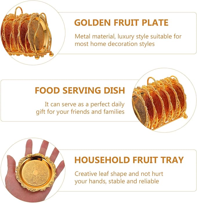 BESTonZON 1set Creative Golden Fruit Plate with Rack Snack Dish Collection for Appetizers Desserts and Fruits Elegant Serving Tray for Home Parties and Gatherings