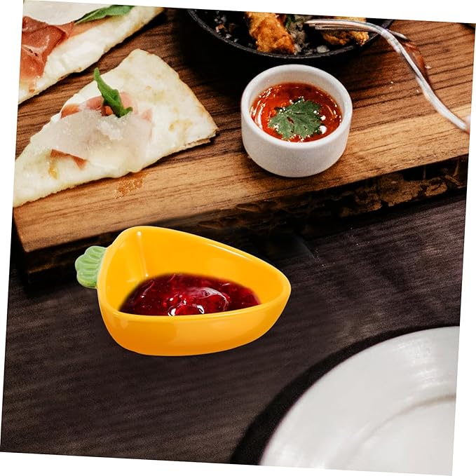 HEALLILY Carrot Shape Ceramic Dipping Bowl Cute Porcelain Sauce Plate for Sushi Kimchi Desserts Small Dish for Appetizers and Condiments Unique Kitchenware for Parties and Family Meals