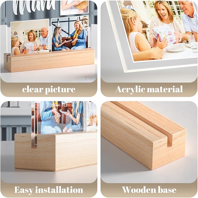 Personalized Anniversary Couple Gifts for Women & Men, Custom Picture Frame with Photo, Personalized Photo Frame with Night Light, Christmas Birthday Gifts for Her Him Girlfriend Boyfriend
