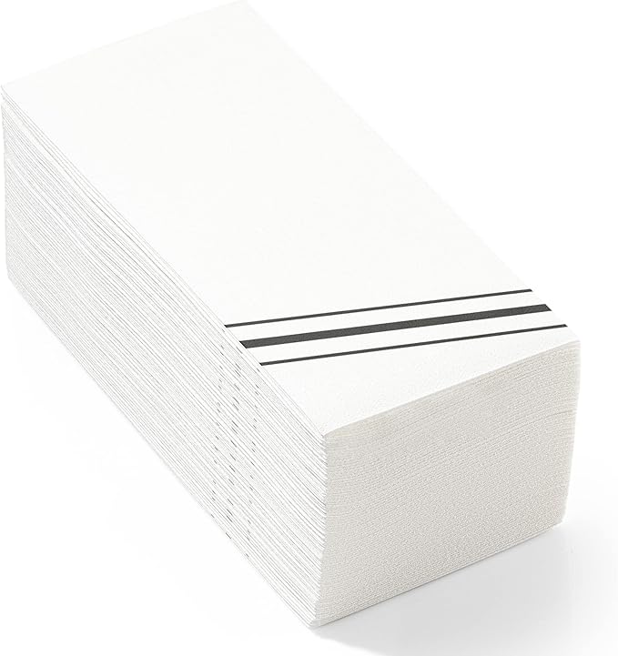 50 Pack Linen Feel Guest Paper Hand Towels | Disposable Super Absorbent Airlaid Paper Towels For Bathroom, Party, Weddings, Or Events | 12 x 17 Inches 1/6 Folded Decorative Design