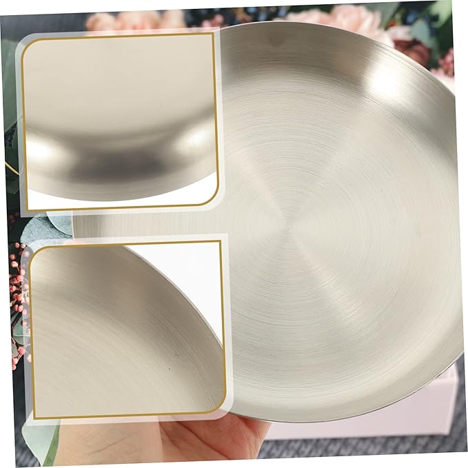 PRETYZOOM Stainless Steel Steak Plate Meat Platter Candy Tray Silver Serving Tray Set
