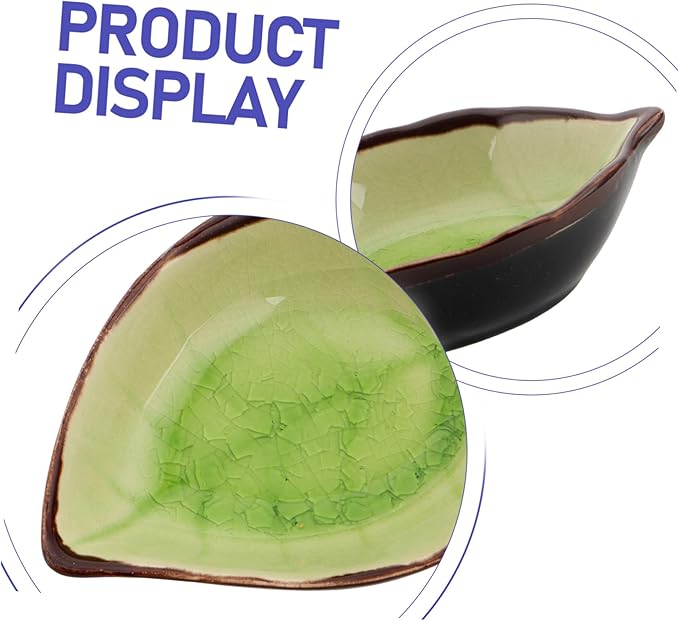 4pcs Leaf Shape Ceramic Appetizer Plates Multi-Functional Seasoning Dishes for Soy Sauce Vinegar and Snacks Kitchen Decor Unique Ice Crackle Glaze