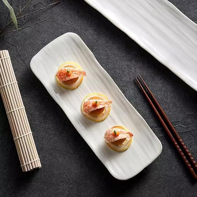 Kitchen Plates Home Ceramic Dinner Plate Dessert Plate Sushi Plate Restaurant Creative Rectangular Western Plate Appetizer Plate Restaurant Plates(42cm)