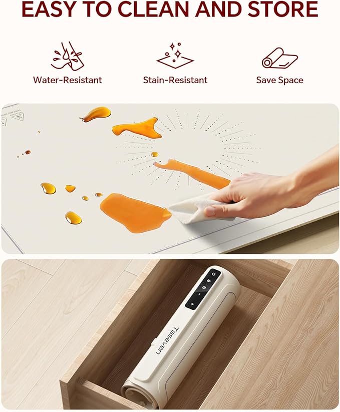 Food Warming Mat, Silicone Heating Tray with 7 Temperature Settings, Quick Full Surface Heating Pad, Thermochromic Line, Kids Lock, Food Warmers for Parties