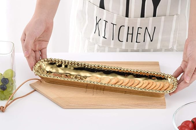 Pampa Bay Porcelain Cracker Cheese and Charcuterie Tray (Gold)