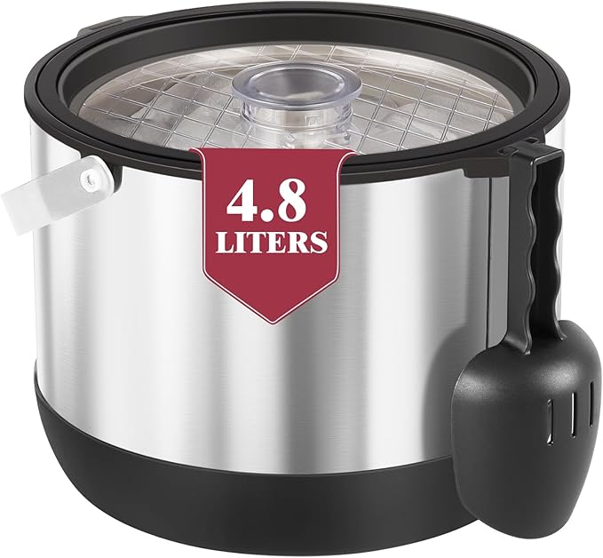 5QT/4.8L Insulated Ice Bucket for Parties, Large Capacity Double-Wall Beverage Bucket with Scoop & Lid for Champagne, Wine, Cocktail (Black)