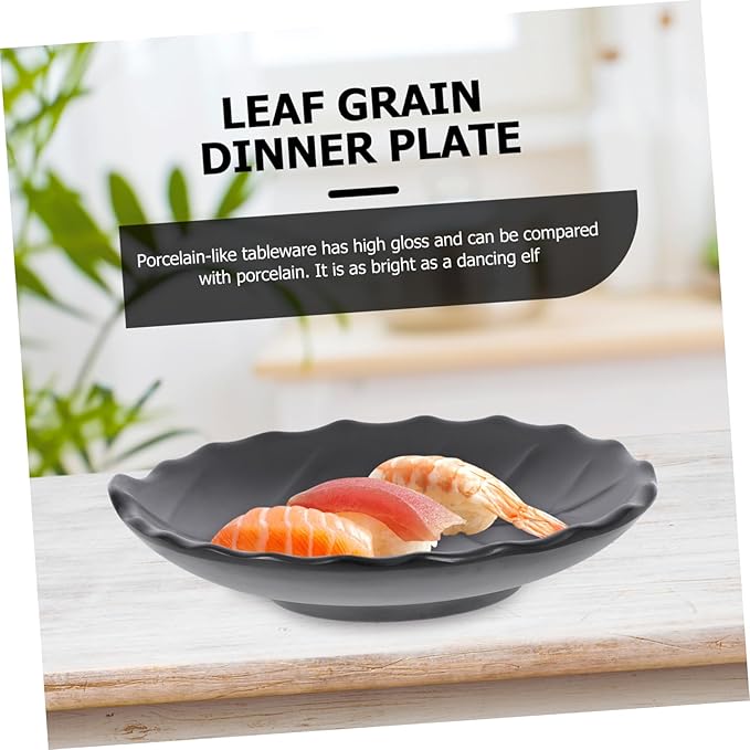 Zerodeko Unique Housewarming Leaf Texture Snack Plate Mini Black Appetizer Plate