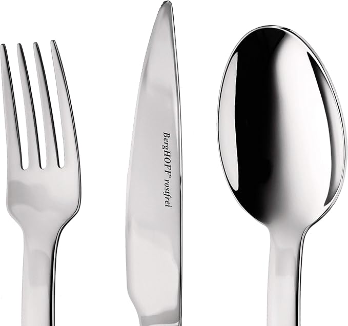BergHOFF Essence 60Pc Flatware Set, 18/10 Stainless Steel, Ralph Kramer, Well-proportioned Look Precise, Harmonious, Silver