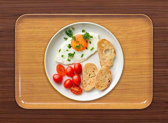 Tatsu Craft NR Luncheon Tray, Large, Wood Grain, Natural, Non-slip, Microwave Safe Tray, Fashionable Plastic, Large and Small, Non-slip, Non-slip, Square, Rectangle, Interior, Woodgrain Pattern,
