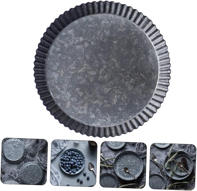 Galvanized Metal Serving Tray Rustic Farmhouse Decor Large Vintage Iron Plate for Food Fruit Appetizers Decorative Table Centerpiece for Home Office Weddings Parties