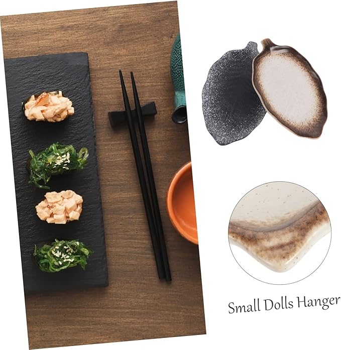 2pcs Retro Style Banana Leaf Plate Ceramic Snack Plate Versatile Seasoning Dish Housewarming