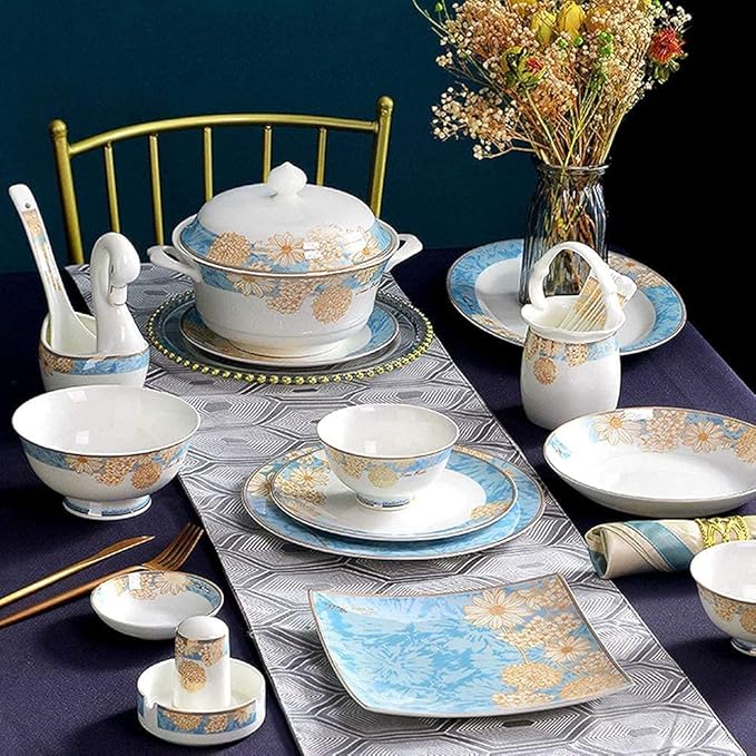 Dinnerware Sets - Luxury Gift Dishes Service Set, Luxury Porcelain Dinnerware Set, 60 Pieces Handmade Chinese Palace Ceramics Dinner Sets Plates/Bowls - Tableware Combination Set