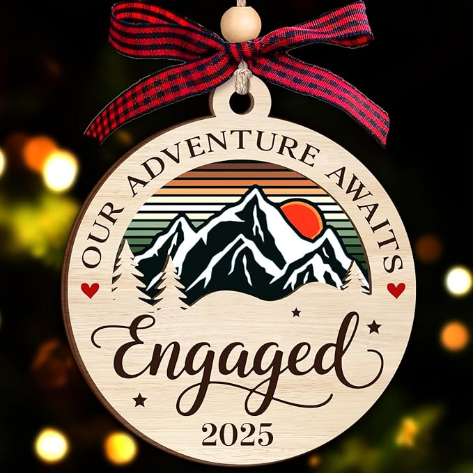 NewEleven Engagement Gifts for Couples - Gift for Newly Engaged Couples, Happy Engagement Gifts for Her, Him - Engaged Ornament from Friend and Family - Christmas Ornament