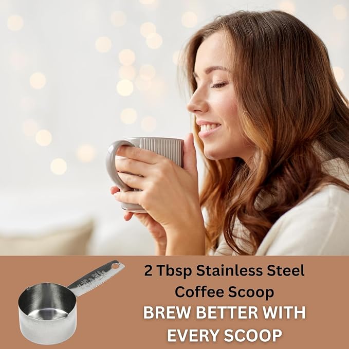 First Time Home Buyers Essentials - Reusable Stainless Steel Pour over Coffee Dripper Bundle with Stainless Steel Scoop for Ground Coffee - 1/8 Cup, 2 Tablespoon or 1 oz Scoop