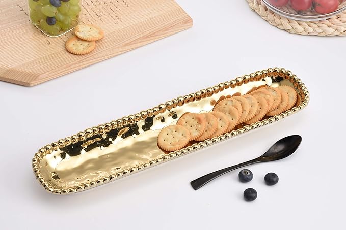 Pampa Bay Porcelain Cracker Cheese and Charcuterie Tray (Gold)