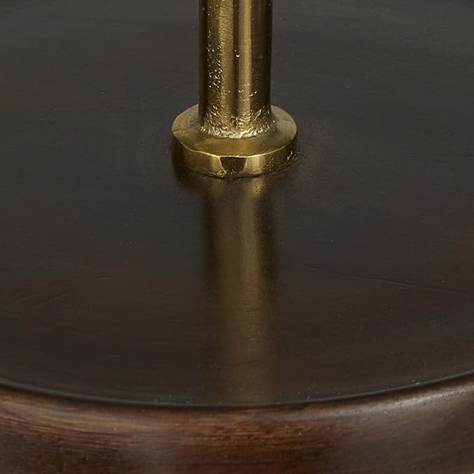 Deco 79 Mango Wood 3 Level Tiered Server with Gold Stand, 15" x 14" x 26", Dark Brown
