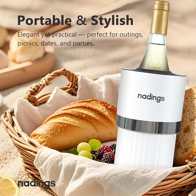 Wine Chiller for 750ml Bottles | Portable & Iceless, Keeps Wine/Champagne/Beer Cold 6+ Hours | Vacuum Insulated Stainless Steel | Ideal for Outdoor, Parties & Gifts – Rose Gold