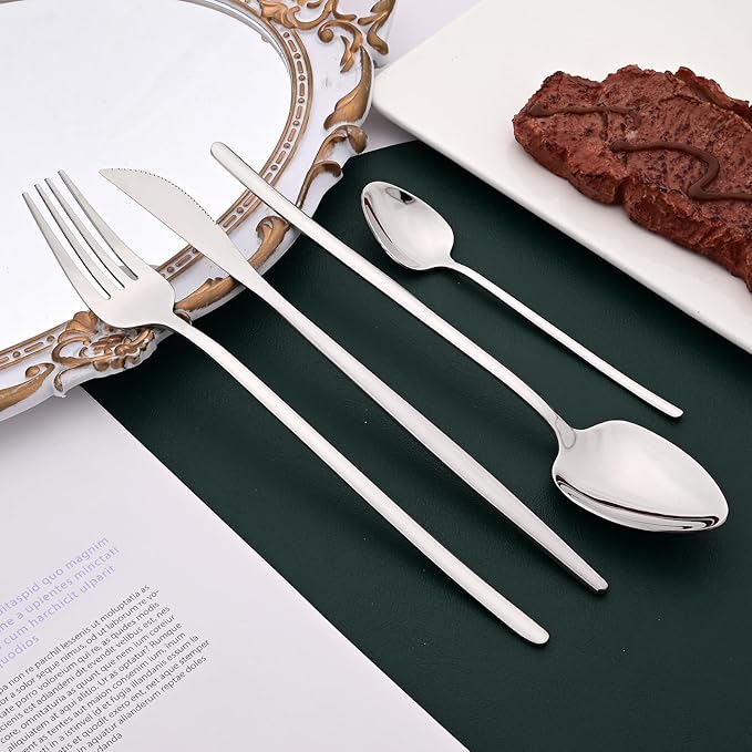 36-piece Silver 18/10 Stainless Steel Flatware Set, Resuable Cutlery Set For 6, Complete Tableware Set For Home Restaurant Wedding Party Daily Meal, Mirror Polish