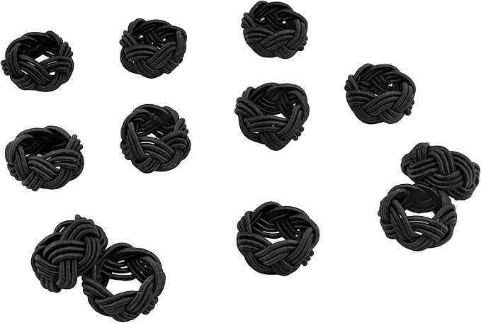 12 Pcs Woven Napkin Rings, Handmade Rustic Farmhouse Nautical Napkins Ring for Festives Gathering Banquet Wedding Birthday Table Decor Everyday Dining Decor (Black) - ALPHA Living HOME