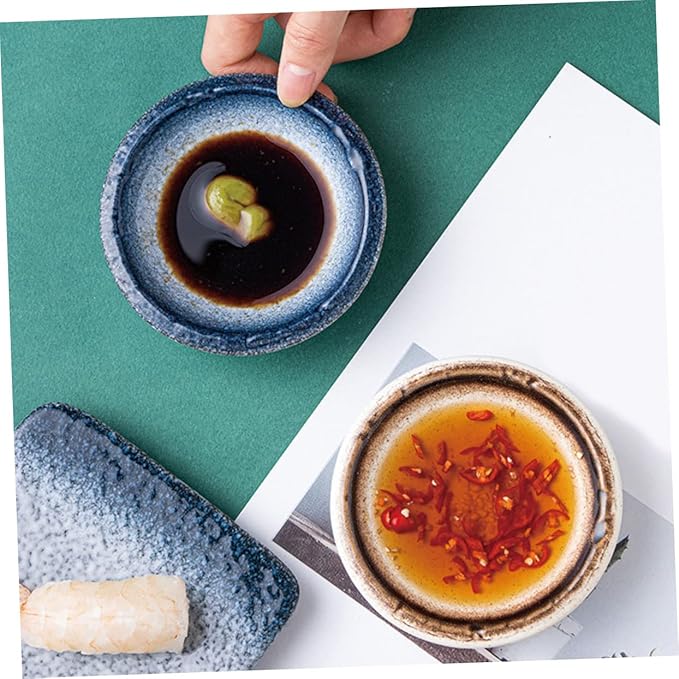 5Pcs Assorted Color Ceramic Sauce Dishes Elegant Seasoning Plates for Condiments Dipping and Appetizers and Beautiful Tableware