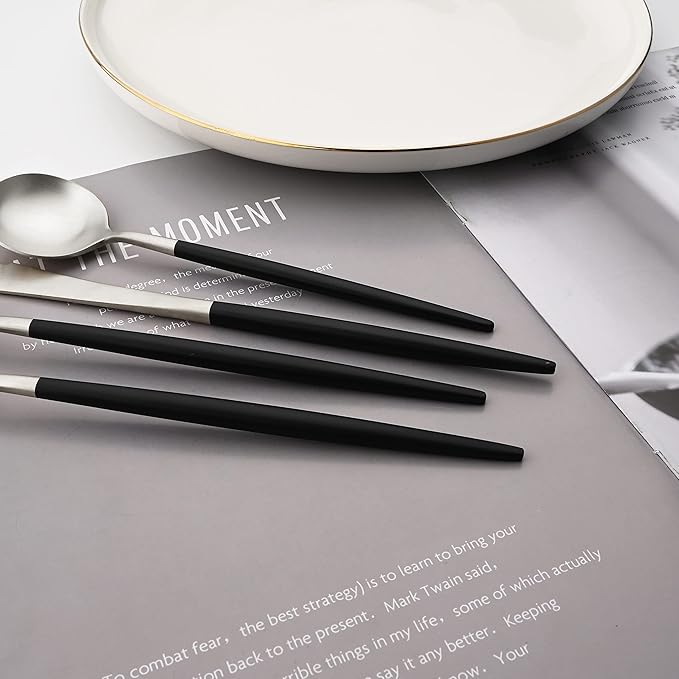 Flatware Set 18/10 Stainless Steel Matte Silver - Kitchen Utensil Serving Set of Dinner Fork Knife Spoons Salad Fork Dessert Spoon, Set of 1, for Home Kitchen Restaurant Hotel