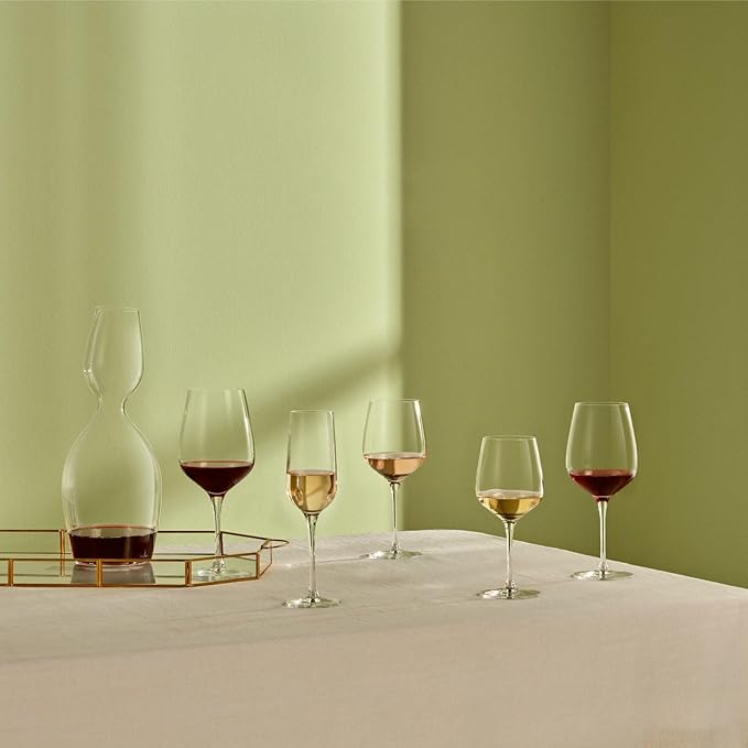 NUDE Red Wine Glasses Set of 2, Refine Burgundy – Crystal Long Stem Burgundy Red Wine Glasses with Traditional Bowl and Tapered Rim, Lead-Free, Dishwasher Safe, 21.25 oz