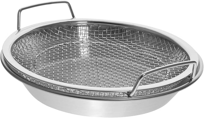 1 Set Mesh Drain Pan Barbeque Grill Plate Vegetable Drainer Fried Food Draining Rack Barbecue Grill Tray Smokeless Roasting Pan Roasting Tray Fruit Stainless Steel Egg Steamer