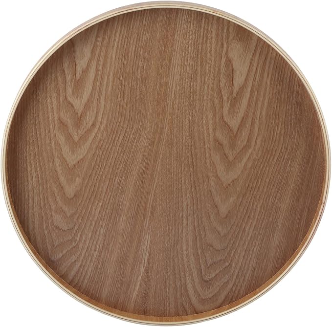 19” Black Round Leather Tray For Coffee Table,Black Round Serving Tray,Black Round Tray Round Shape Solid Wood Tea Coffee Snack Food Meals Serving Tray Plate Restaurant Trays Black (Wood)