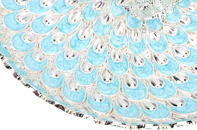 Asixxsix Decorative Serving Tray, Zinc AlloyPeacock Shape Fruits Serving Tray Candy Dish Cookie Storage Bowl, Jewelry Tray Ring Holder, Jewelry Organizer Trinket Holder for Wedding (Silver Light