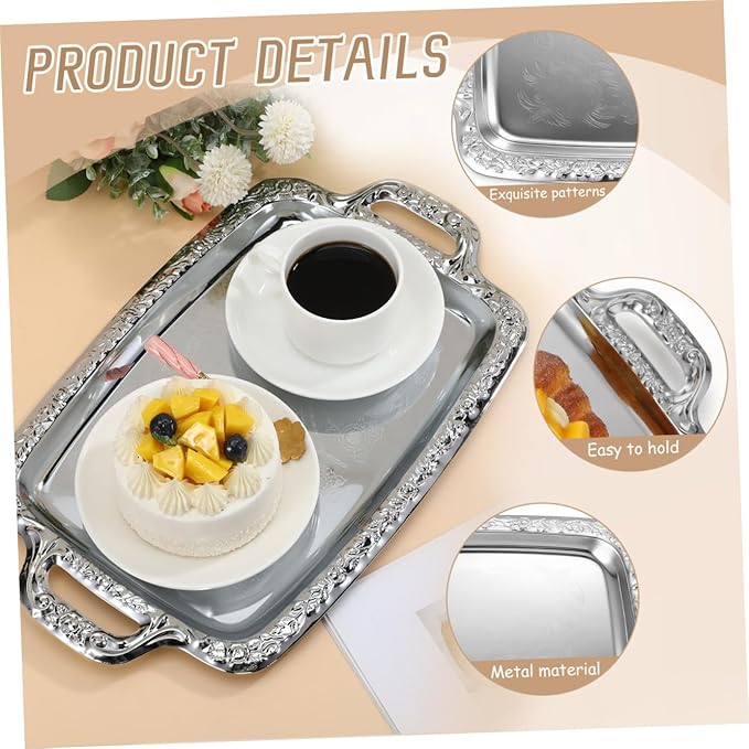VALICLUD 1Pc Chic Metal Serving Tray Vintage Style Bread Container for Dining Room Kitchen Home Multi Purpose Tableware for Serving and Storage