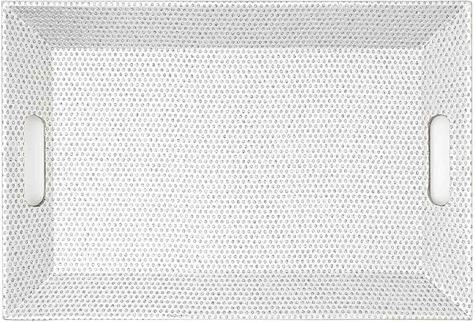 Simply Elegant Pack of 6 Silver Beaded Rectangle Tray – 15.75 x 10.75 x 1.5 Inches, Lightweight Serving Tray, Durable Quality, High-Grade Plastic, Unbreakable, Decorative Tray