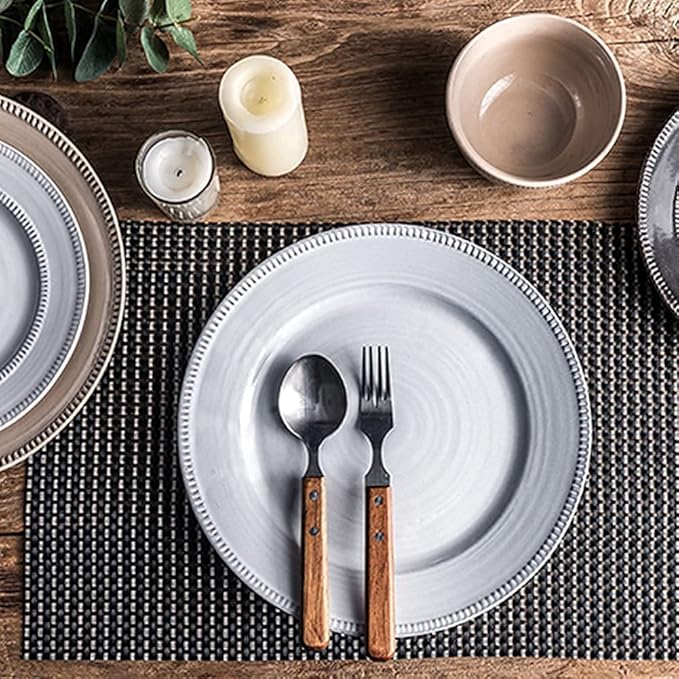 Dinnerware Sets Dish Set,Retro American Porcelain Tableware Set with Plates Bowls and Dish,Ceramic Dinner Set for Home Kitchen and Dinning
