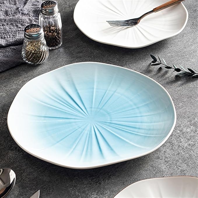 SONGCHAO Party Supplies Creative Gradient Ceramic Plate Dinner Plate Household Dessert Plate Salad Plate Fruit Plate Simple Dinner Plate Party Plates (Color : A, Size : 002)