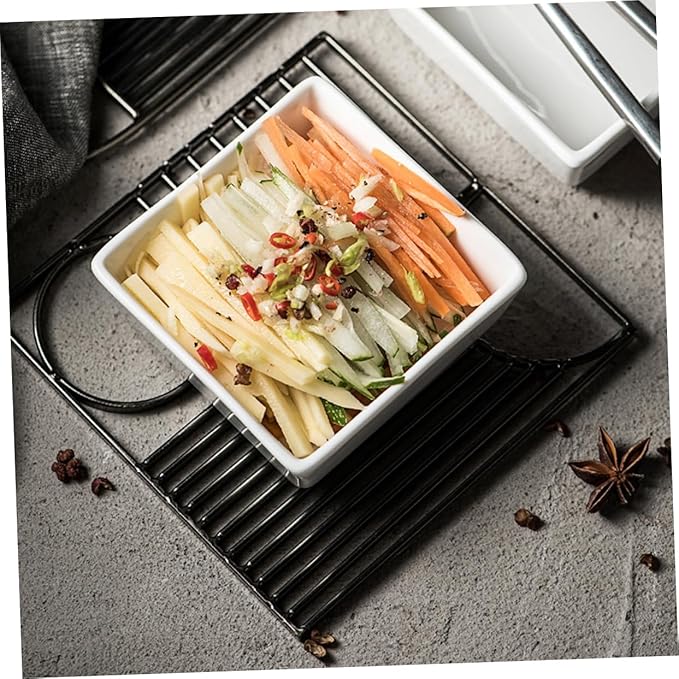 2Pcs Mini Square Ceramic Dishes Practical Appetizer Plates for Sauces Dips and Seasonings for Parties Weddings and Banquets Space Saving Design