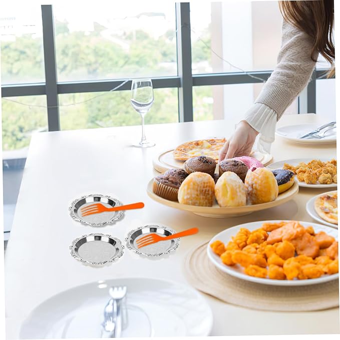 Garneck 6Pcs Mini Vintage Metal Snack Trays for Fruits Nuts Candy Food Serving Platters for Parties and Home Dining Elegant Silver Fruit Bowls for Appetizers and Dry Foods