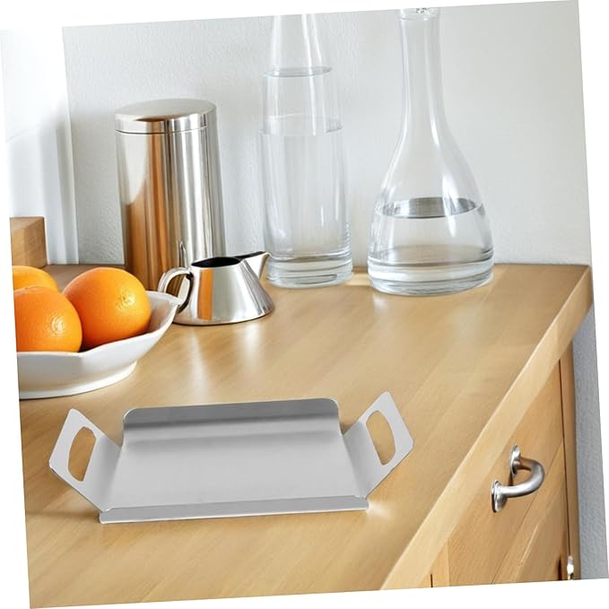 Healifty Heavy Duty Stainless Steel Serving Tray Food Platter for Desserts Table Centerpiece Rustic Home Decor for Restaurants Bakeries and More