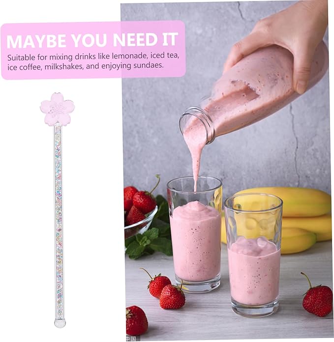 1pc Flower Design Glass Stirring Rod Heat Resistant Mixing Stick for Coffee Milk and Cocktails Elegant Kitchen Tool for Home and Bar Use