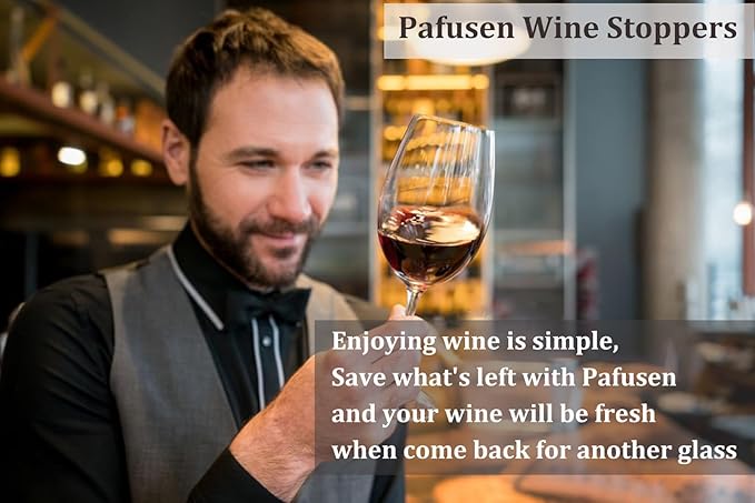 Pafusen Wine Stoppers Set of 2, Stainless Steel Wine Bottle Stopper with Silicone Seal, Reusable Wine Freshness Keep, Wine Saver Wine Bottle Sealer Stopper, Wine Accessories (Rose Gold)