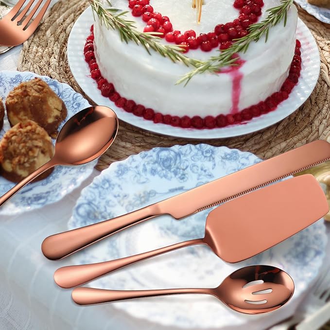 Flatware Serving Set Complete Large Spoon Fork Big Square Spatula Turner Dessert Knife Server 28 Pieces/Lot