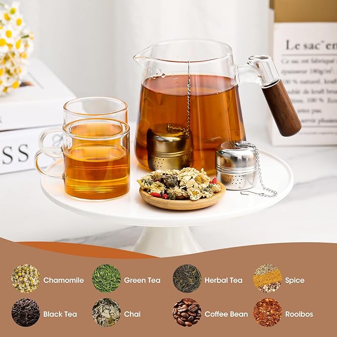 Leden Tea Ball Infuser for Loose Tea, Stainless Steel Strainer With Chain Hook, Steeper for Mug, Cup
